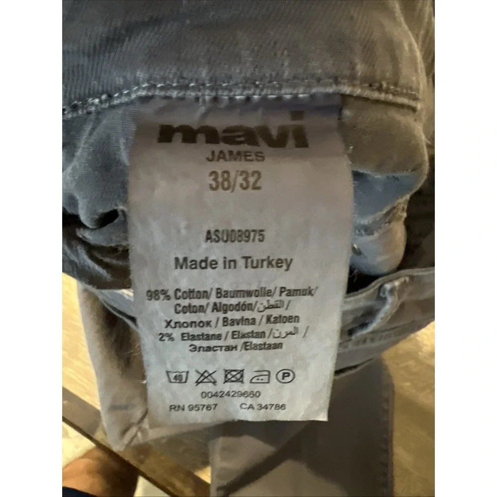 Mavi James Skinny Leg Dark Blue/Gray Stretch Men's Denim Jean Pants Size 38x32 - Picture 9 of 11